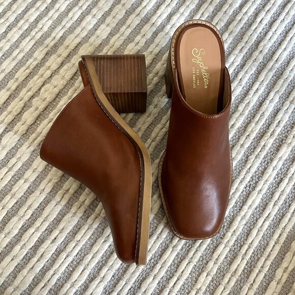 Seychelles Shoes - Seychelles Brown Leather Mule Heels Size 8